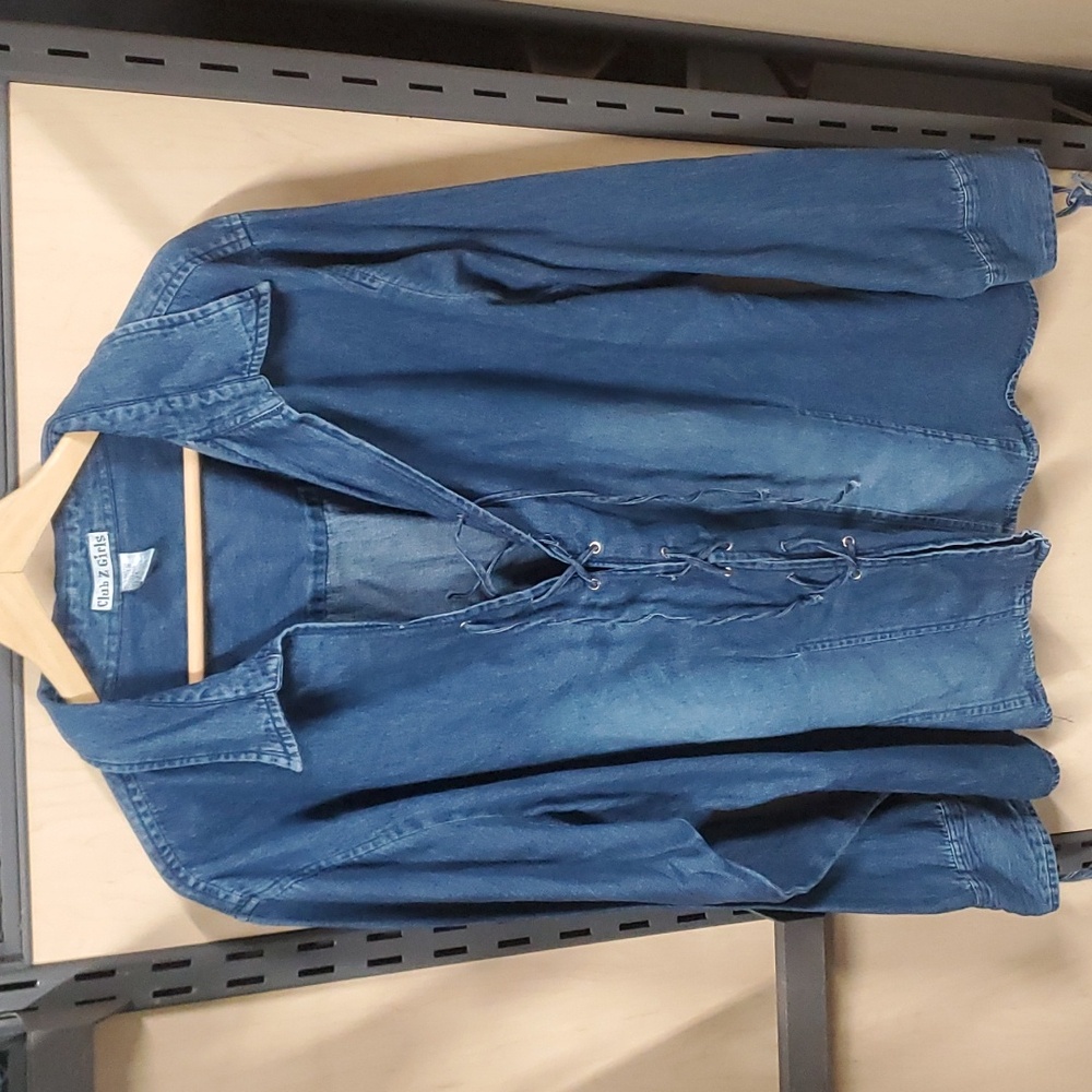 Vintage Lace Up Denim Top